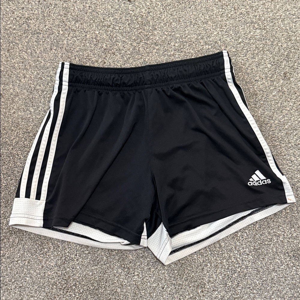Adidas Black Shorts with White Stripes